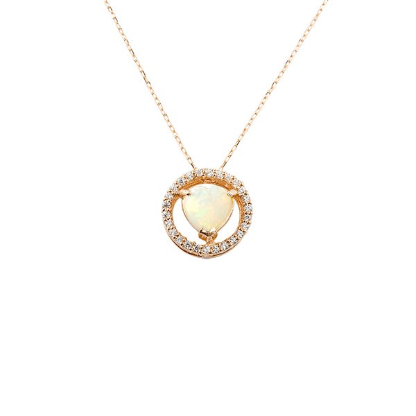 18金 ネックレス ダイヤモンド ペンダントトップ オパール ピンクゴールドk18 18k チェーン 人気 ダイヤ プレゼント ユニセックス 男女兼用 10月誕生石