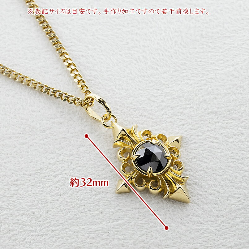 【10%OFFクーポンセール】 クロス 百合の紋章 ペンダントトップ メンズ ブラックダ...