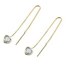 18金 ピアス ハート ロングピアス アクアマリン アメリカンピアス イエローゴールドk18 天然石 チェーン タッセル フリンジ 揺れるピアス の 送料無料 ...