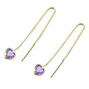 18金 ピアス ハート ロングピアス アメジスト アメリカンピアス イエローゴールドk18 ピアス 揺れる チェーン タッセル フリンジピアス の 送料無料 ユ...