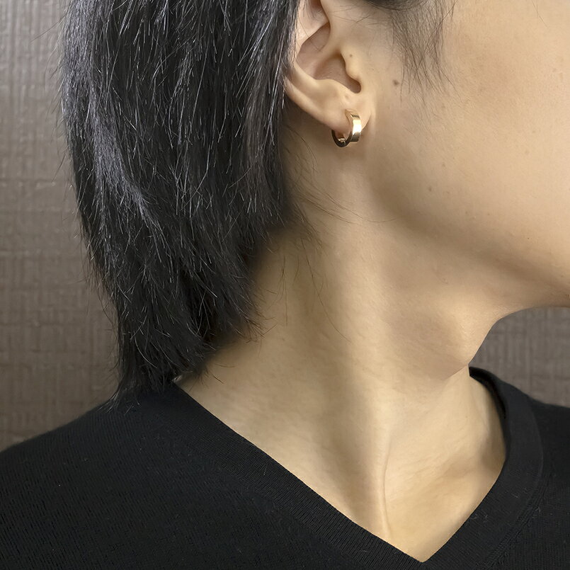 【20%OFFクーポンセール】【最短発送】 18金 フープピアス メンズ 片耳用 中折れ式...