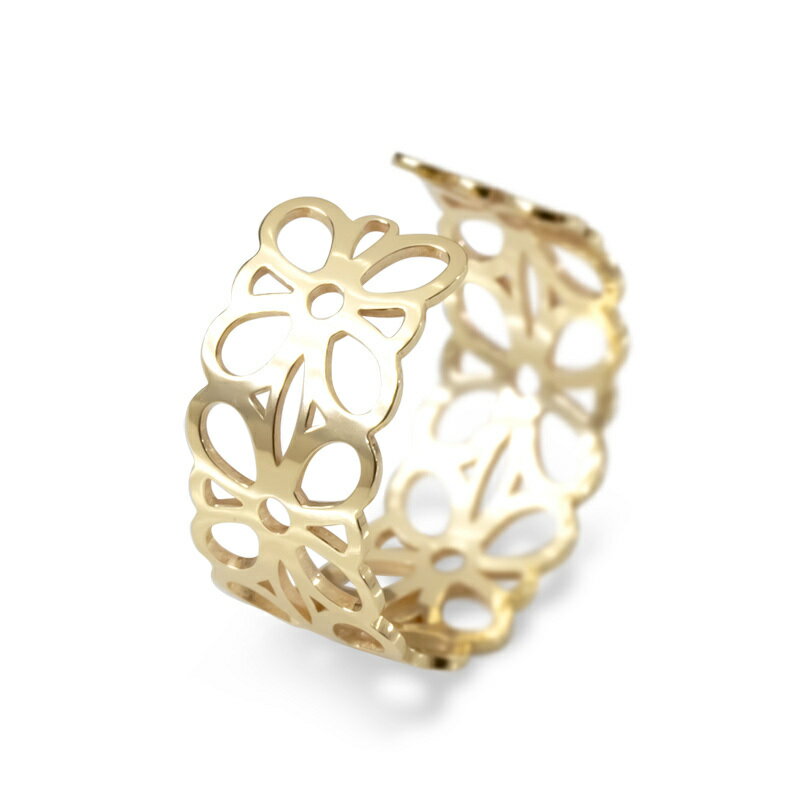 イヤーカフ レディース フリーサイズ 地金ジュエリー 透かしデザイン 片耳用 リング型 K10 イエローゴールド イヤークリップ ファランジリング対応 指輪風 ...