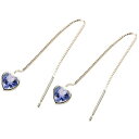ピアス プラチナ シンプル ハート ロングピアス タンザナイト アメリカンピアス 12月チェーン フリンジ 宝石 ピアス 送料無料 ユニセックス 男女兼用 人気...
