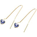 18金 ピアス ロングピアス ハート タンザナイト アメリカンピアス イエローゴールドk18 12月誕生石 天然石 チェーン タッセル 揺れるピアス の 送料無...