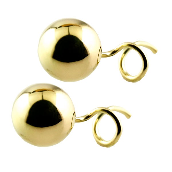 ボディピアス 18金 ピアス つけっぱなし キャッチのいらないピアス キャッチなし 丸玉 7mm イエローゴールドk18 地金 シンプル キャッチナッシャー 1...