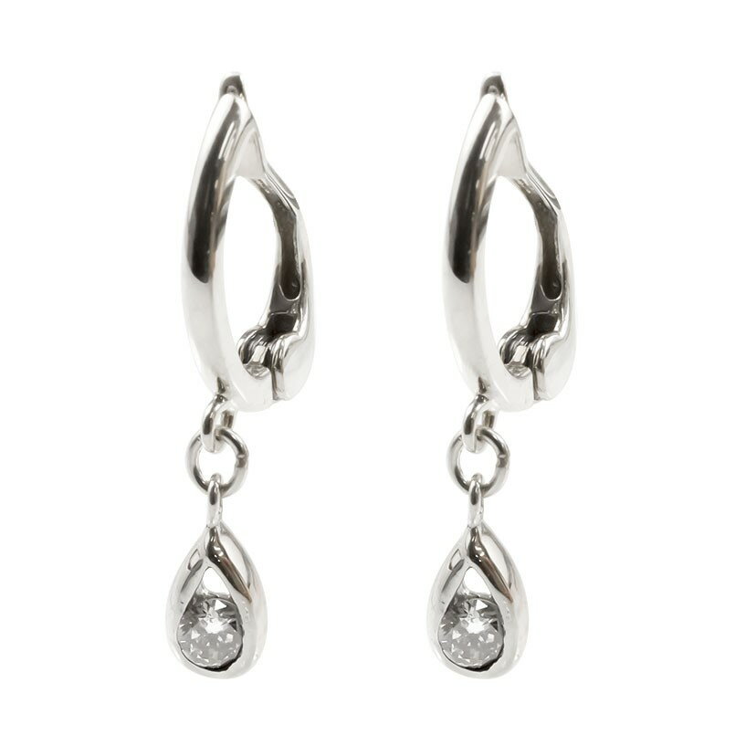 ピアリング 正規品 レディース イヤリング ダイヤ フープ フープイヤリング ダイヤモンド ドロップ ホワイトゴールドk10 一粒 ノンホールピアス ペア 人気 大人 可愛い おしゃれ 可憐