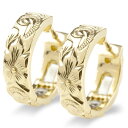 フープピアス 18k レディース 18金 ハワイアンジュエリー イエローゴールドk18 ピアス フープ 地金 中折れ式 ピアス ミル打ち マイレ スクロール プ...