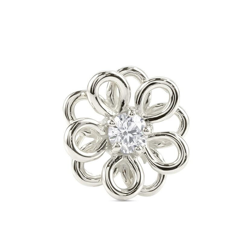 片耳ピアス キャッチのいらないピアス キャッチなし つけっぱなし ダイヤ ダイヤモンド 花 レディース キャッチナッシャー ホワイトゴールドk10 一粒 透かし フラワー