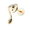 18金 ピアス 18k 片耳 蛇 スネーク ヘビ スタッドピアス ダイヤモンド ダイヤ ピンクゴールドk18 ハート 宝石 送料無料 ユニセックス 男女兼用 人...