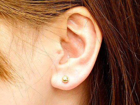 丸玉ピアス レディース ノンキャッチピアス ピアス 18金 キャッチナッシャー つけっぱなし 18k イエローゴールドk18 5mm ピアス 片耳ピアス シンプル オリジナルピアス キャッチのいらないピアス 丸玉ピアス 5mm 地金 キャッチナッシャー 送料無料 スパイラルピアス