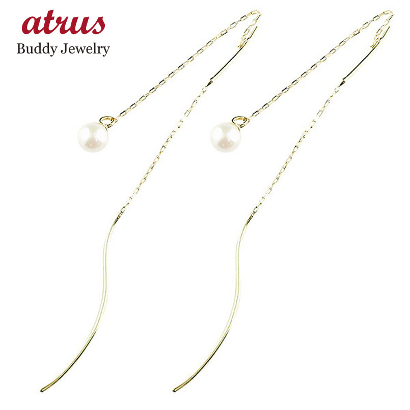 18金ピアスパール落ちないピアスア...