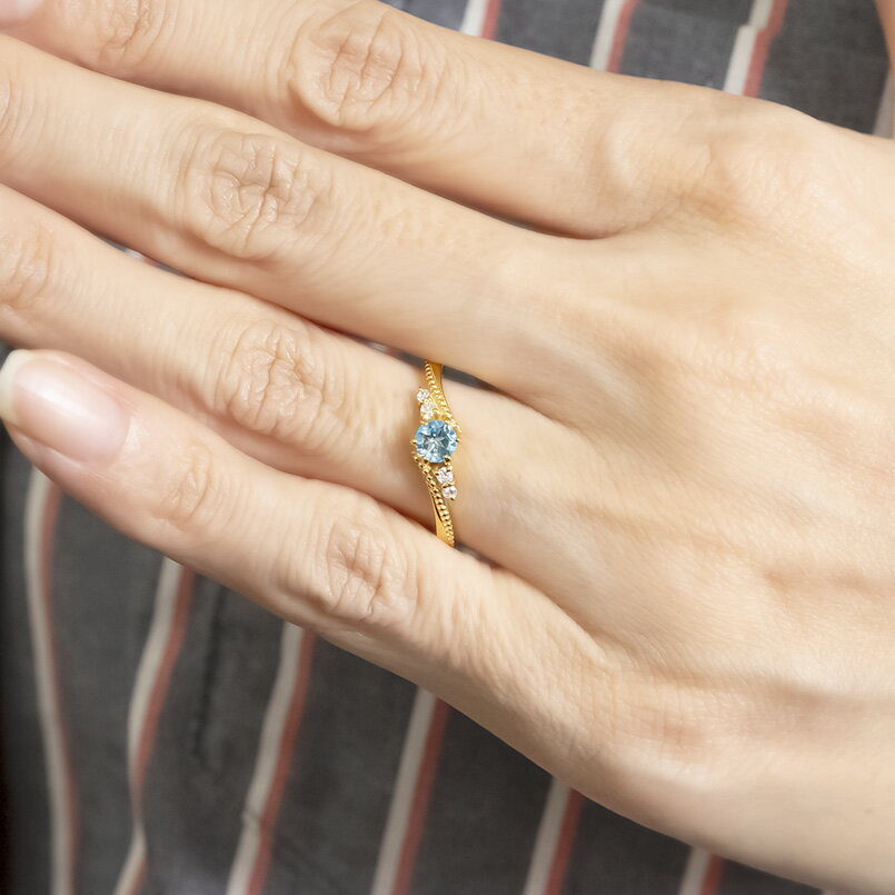 格安 ゴールド リング ダイヤモンド ブルートパーズ 一粒 レディース 指輪 10k イエローゴールドk10 婚約指輪 ピンキーリング 大粒 ミル打ち 女性 ジュエリー工房アトラス Escolasaka Com
