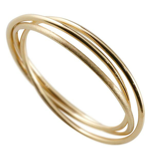 18金 リング ピンキーリング イエローゴールドk18 華奢 指輪 シンプル 重ね付け 3連 地金リング 宝石なし ストレート 人気 プレゼント ギフト 18k...