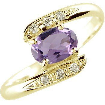 18金 リング ピンキーリング アメジスト 指輪 イエローゴールドk18 2月誕生石 ストレート ユニセックス