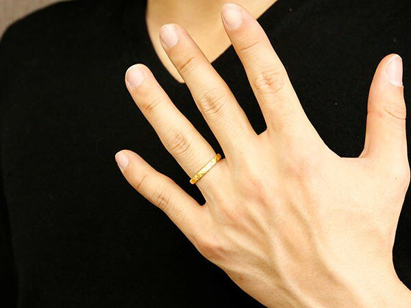 ジュエリー工房アトラスの【10%OFFクーポンセール】 純金 24金 k24 指輪 ピンキーリング ホーニング加工 婚約指輪 エンゲージリング 地金 ストレート ユニセックス｜アングル2