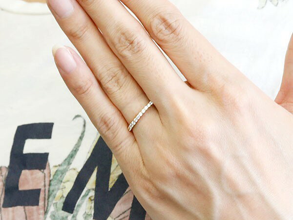 ジュエリー工房アトラスの18金 リング 婚約指輪 ダイヤモンド ハーフエタニティ 指輪 イエローゴールドk18 エンゲージリング ピンキーリング 宝石 ユニセックス 18k｜アングル2