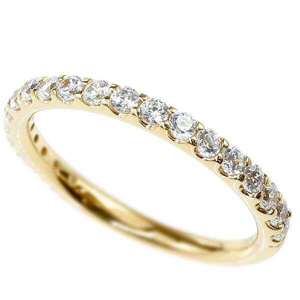 18金 リング 指輪 シンプル 婚約指輪 ダイヤモンド ハーフエタニティ イエローゴールドk18 エンゲージリング ダイヤ ピンキーリング 宝石 レディース 人...