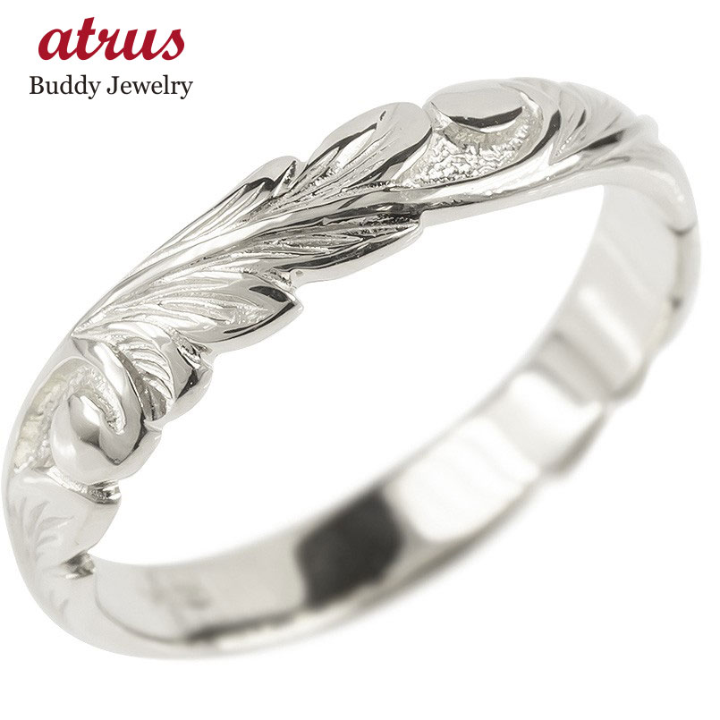 ゴールド リング レディース ハワイアンジュエリー 指輪 シンプル ホワイトゴールドk10 婚約指輪 スクロール マイレ ピンキーリング 地金 人気 プレゼント...