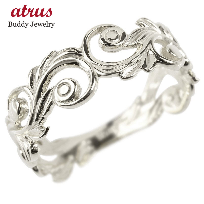 プラチナ リング レディース ハワイアンジュエリー 指輪 シンプル pt900 透かし 婚約指輪 スクロール マイレ ピンキーリング 地金 女性 人気 プレゼン...