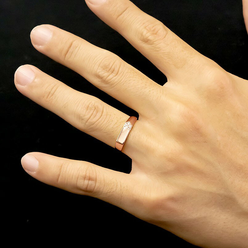 ジュエリー工房アトラスの【10%OFFクーポンセール】 18金 リング ゴールド メンズ 印台 指輪 k18 シグネットリングダイヤモンド ピンクゴールドk18 ピンキーリング 18k｜アングル2