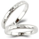 指輪 メンズ ペアリング 結婚 マリッジリング シルバー ダイヤ ダイヤモンド sv925 ダイヤ ミル打ち ロック仕上げ 槌目 槌打ち リング カップル 2本...