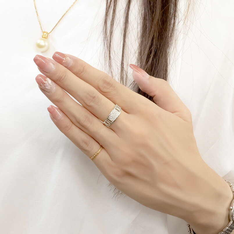 【10%OFFクーポンセール】 婚約指輪 プラチナ リング レディース 指輪 バンド 大ぶり 幅広 ダイヤモンド 0.27ct pt900 エンゲージリング 3