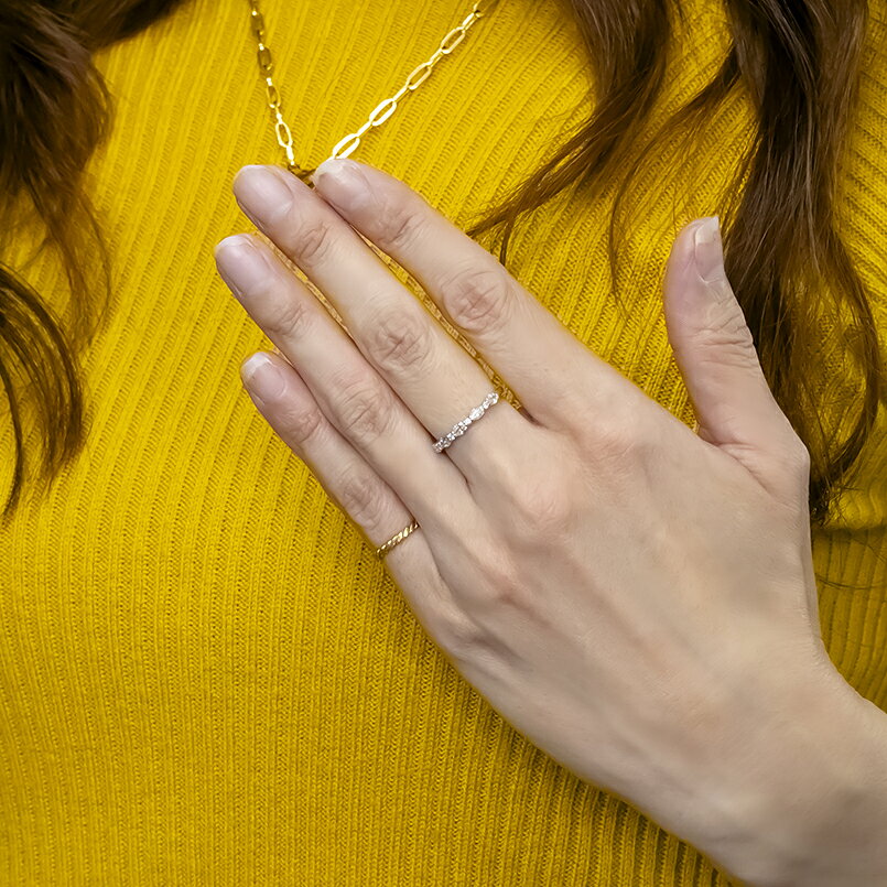 ジュエリー工房アトラスの【10%OFFクーポンセール】 プラチナ ダイヤモンド リング ハーフエタニティ 0.5ct pt900 指輪 マーキス ユニセックス｜アングル2