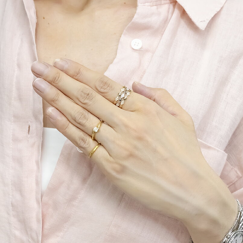 【10%OFFクーポンセール】【最短発送】 ダイヤモンド リング 透かし ひし形 レディース 15号 pt900 K18YG 0.23ct 指輪 太め プラチナ イエローゴールドK18 コンビ atrus-10848395 ジュエリー工房アトラス サンプル画像2
