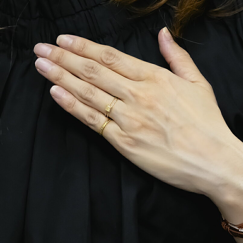 【10%OFFクーポンセール】【最短発送】 18金 リング イエローダイヤモンド 0.3ct フリーサイズ レディース 形状記憶 簡単着脱 イエローゴールドk18 角型 atrus-10848550 ジュエリー工房アトラス サンプル画像2