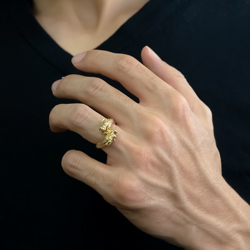 婚約指輪 18金 リング k18 レディース ゴールド 龍 指輪 双頭 ダイヤモンド ゴールド イエローゴールドk18 エンゲージリング 宝石 ドラゴン 竜 人気 お守り 女性 プレゼント シンプル 辰年 干支 ファッションリング 普段使い 贈り物 プロポーズ 結婚
