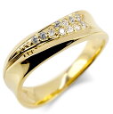 18金 リング ダイヤモンド ダイヤ 指輪 ゴールド イエローゴールドk18 婚約指輪 エンゲージリング ピンキーリング ウェーブ 幅広 太め18k k18 フ...