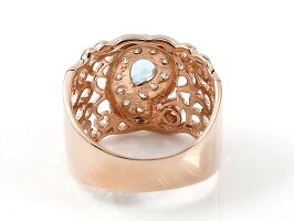 リングペイズリーダイヤモンドブルートパーズピンクゴールドk10婚約指輪ピンキーリング指輪透かし幅広エンゲージリング10金レディース母の日