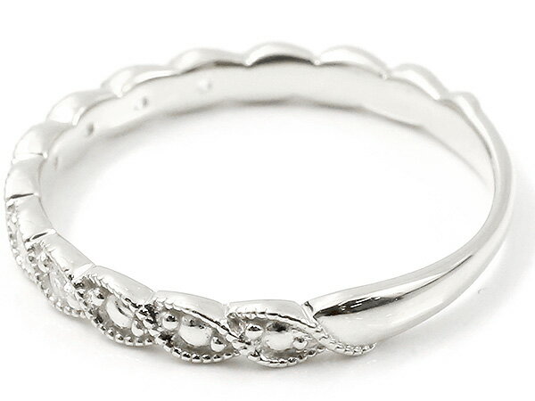 婚約 指輪 リング ホワイトゴールドk18 ダイヤモンド ダイヤ エンゲージリング 指輪 ミル打ち ピンキーリング 18金 宝石 レディース 送料無料 LGBTQ 男女兼用