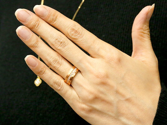 婚約指輪リングピンクゴールドk10ダイヤモンドエンゲージリングダイヤ指輪幅広つや消しピンキーリング10金宝石レディース母の日