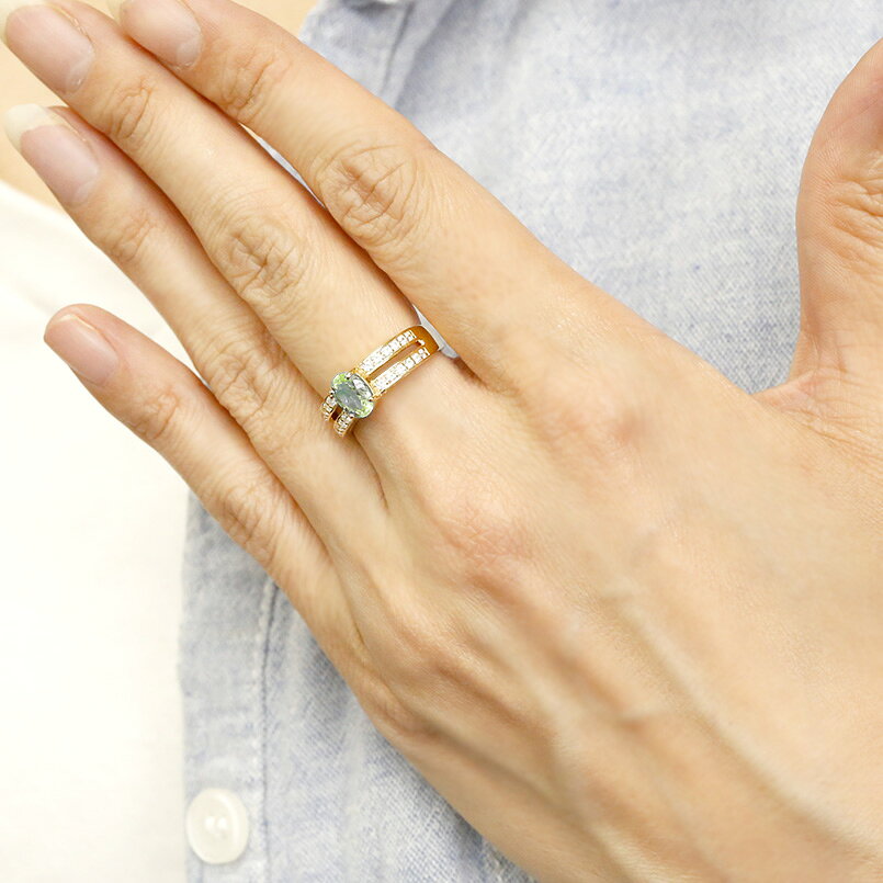 【10%OFFクーポンセール】 ピンキーリング 18金 リング ダイヤモンド ペリドット ...