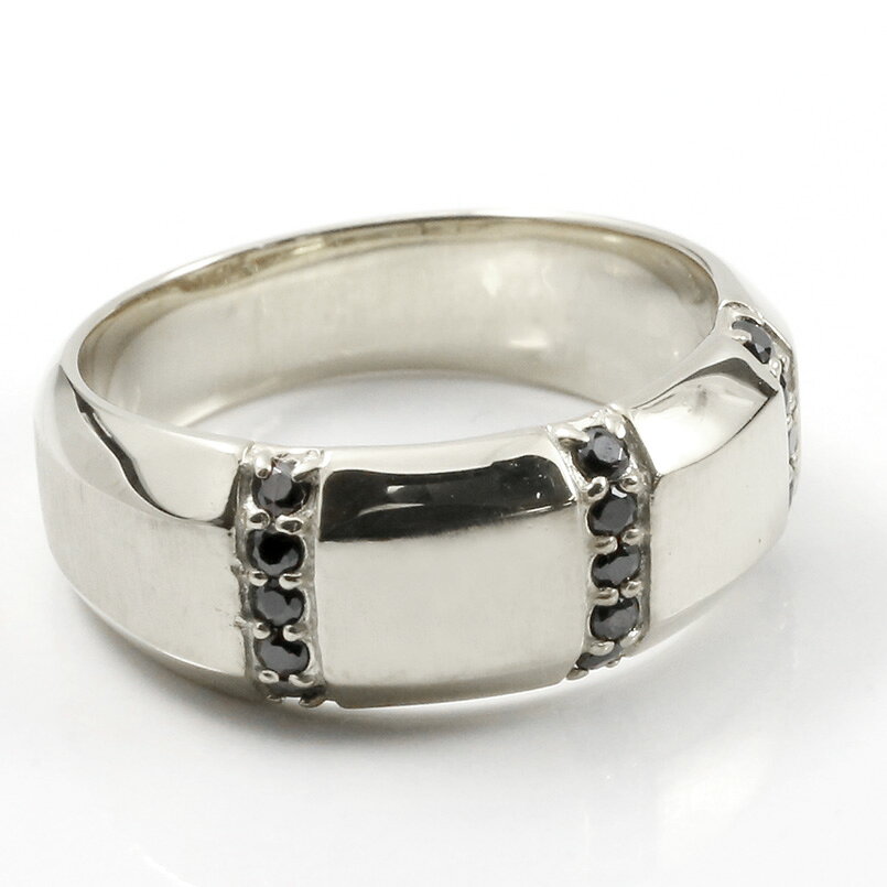 プラチナ リング メンズ ブラックダイヤモンド 指輪 pt900 サテン仕上げ ブラックダイヤ 幅広 スタンダード