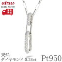 プラチナ ネックレス メンズ ダイヤモンド クリップチェーン 金属アレルギー 対応 ペンダントトップ 大きめ pt950 pt850 シンプル ダイヤ 0.23...