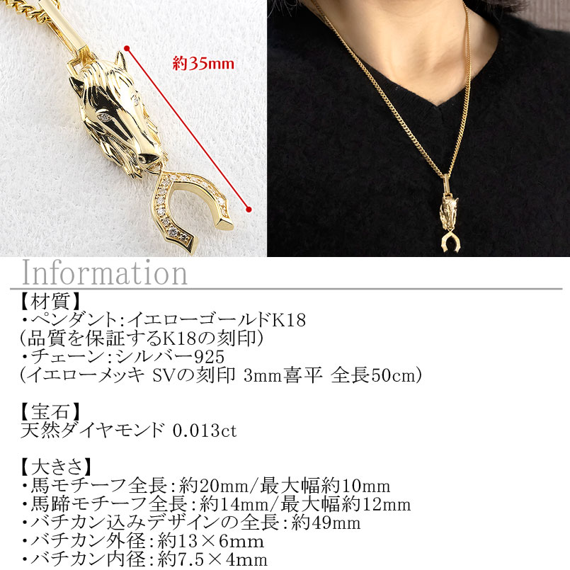 【10%OFFクーポンセール】 馬蹄 18金 ペンダントトップ メンズ ダイヤモンド 大ぶ...