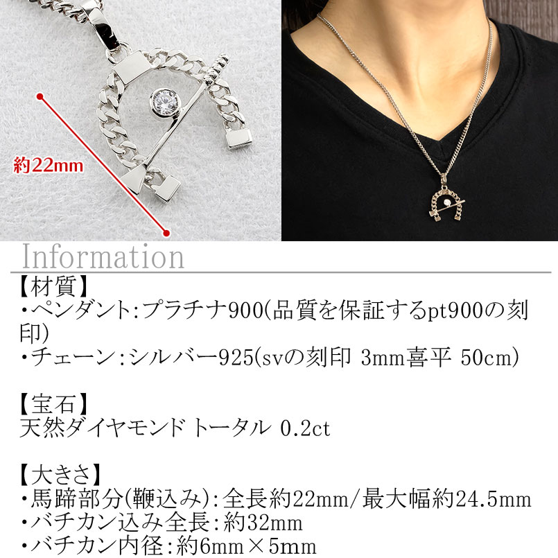 【10%OFFクーポンセール】 馬蹄 ペンダントトップ プラチナ ネックレス チャーム ...