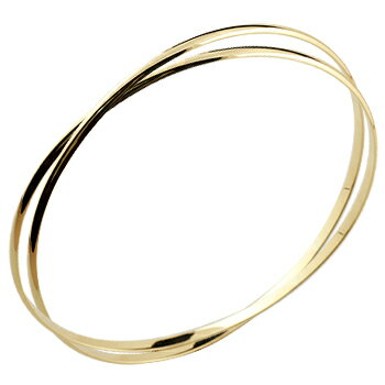 18金 ブレスレット バングル 2連 イエローゴールドk18 地金 シンプル 送料無料 ユニセックス 男女兼用 18k 人気 普段使い