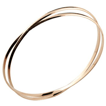 18金 ブレスレット バングル 2連 ピンクゴールドk18 地金 シンプル 送料無料 ユニセックス 男女兼用 18k 人気 普段使い