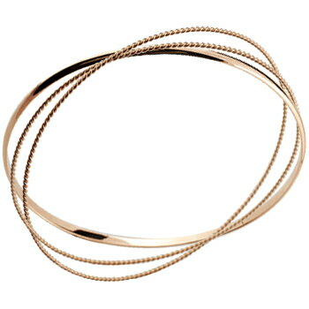 18金 ブレスレット バングル 3連 ピンクゴールドk18 地金 甲丸 ツイスト シンプル 送料無料 ユニセックス 男女兼用 18k 人気 普段使い