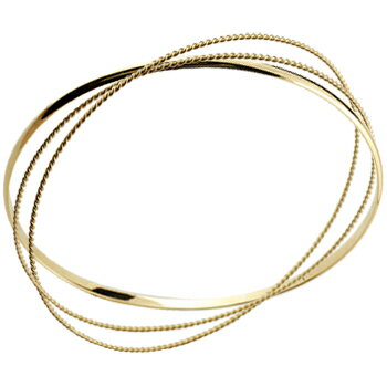 18金 ブレスレット バングル 3連 イエローゴールドk18 地金 甲丸 ツイスト シンプル 送料無料 ユニセックス 男女兼用 18k 人気 普段使い