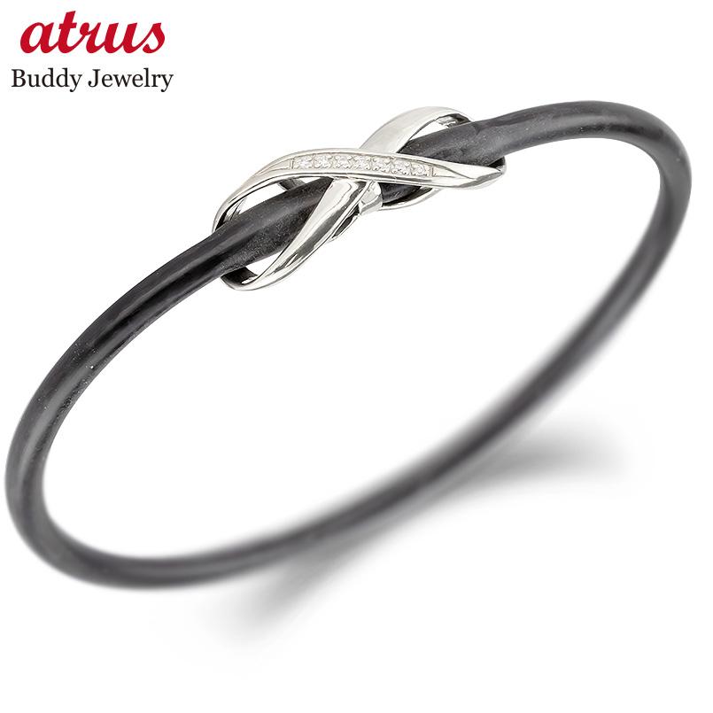 ブレスレット ダイヤ ダイヤモンド インフィニティ シリコンゴム シルバー sv925 シンプル 無限 永遠 ∞ 8 ジュエリー 人気 【最短発送】