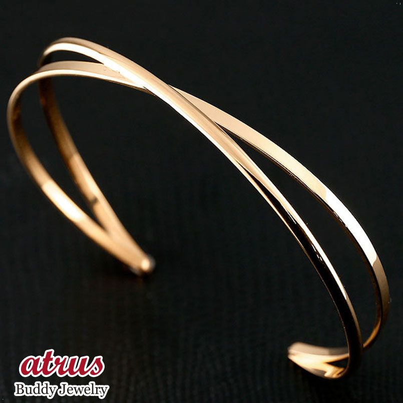 バングル 2連 ブレスレット ピンクゴールドk18 幅広 太め シンプルバングル 18金 コントラッド 東京 CONTRAD TOKYO ユニセックス 男女兼用...