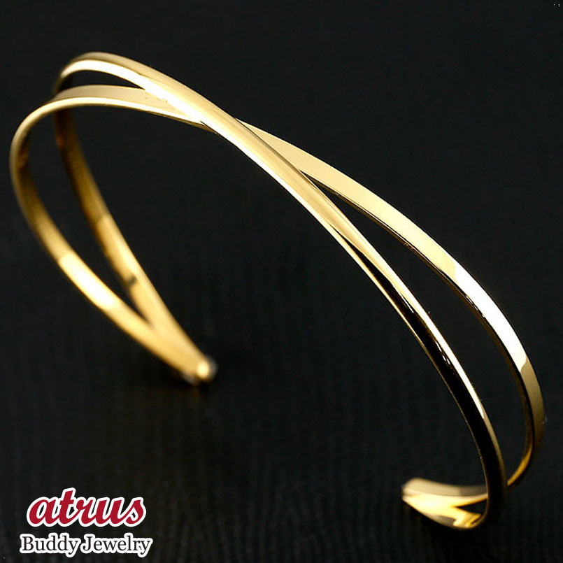 バングル 2連 ブレスレット 10金 イエローゴールドk10 幅広 太め シンプルバングル コントラッド 東京 CONTRAD TOKYO ユニセックス 男女兼...