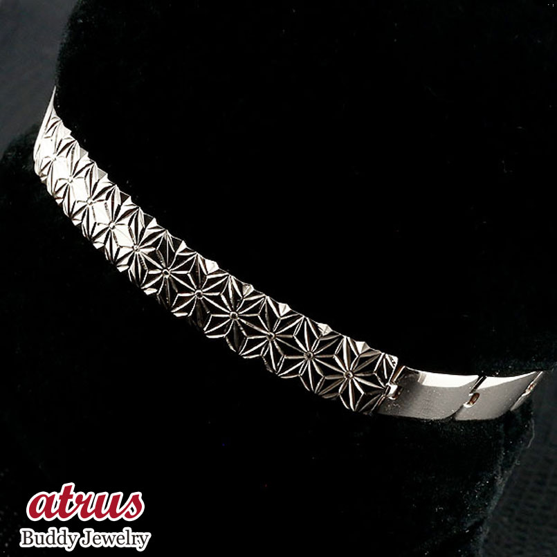 ブレスレット シルバー925 幅広 太め 麻の葉 模様 和柄 切子 和彫り 和モダン 地金 sv925 コントラッド 東京 CONTRAD TOKYO ユニセッ...