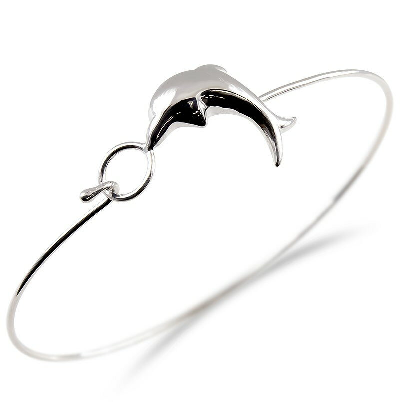 シルバー レディース イルカ バングル ブレスレット ドルフィン シンプル 地金 sv925 マリン 海 女性 人気