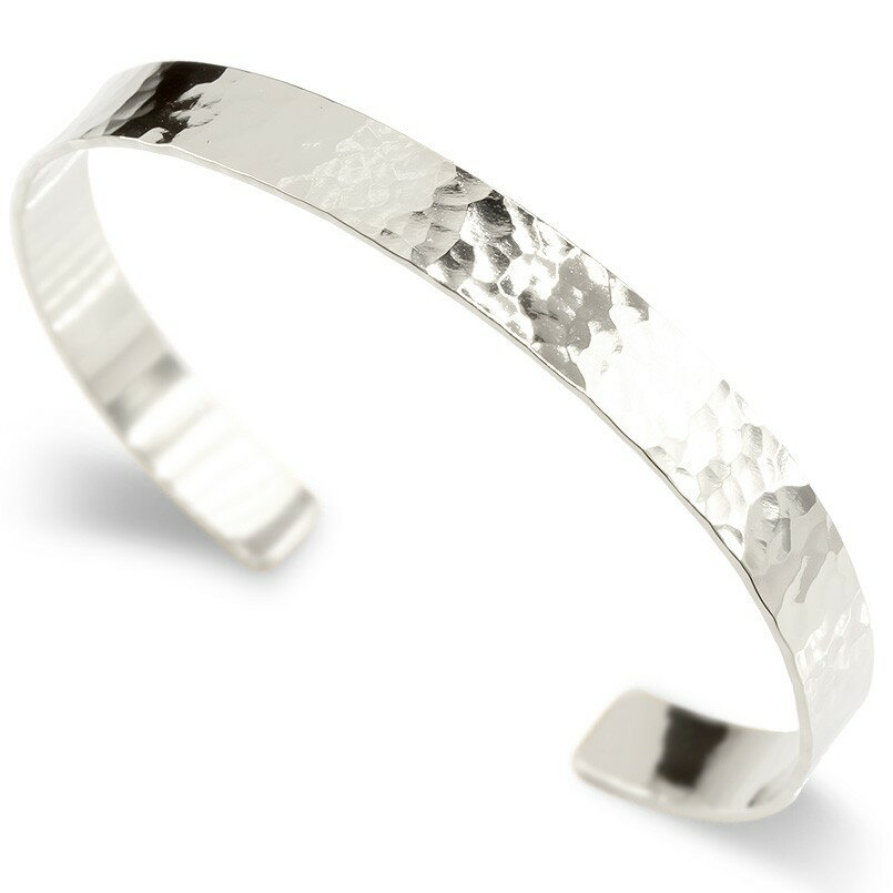 シルバー レディース バングル ブレスレット sv925 鍛造 シンプル 槌目加工 槌打ち 地金 女性 人気