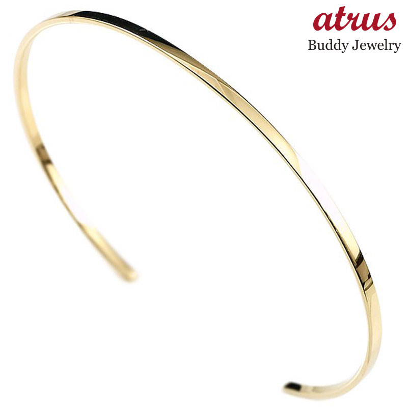 ブレスレット バングル イエローゴールドk10 レディース c型 10金 k10 10k YG 華奢 細身 幅1.5ミリ 地金 女性 シンプル プレゼント 人気